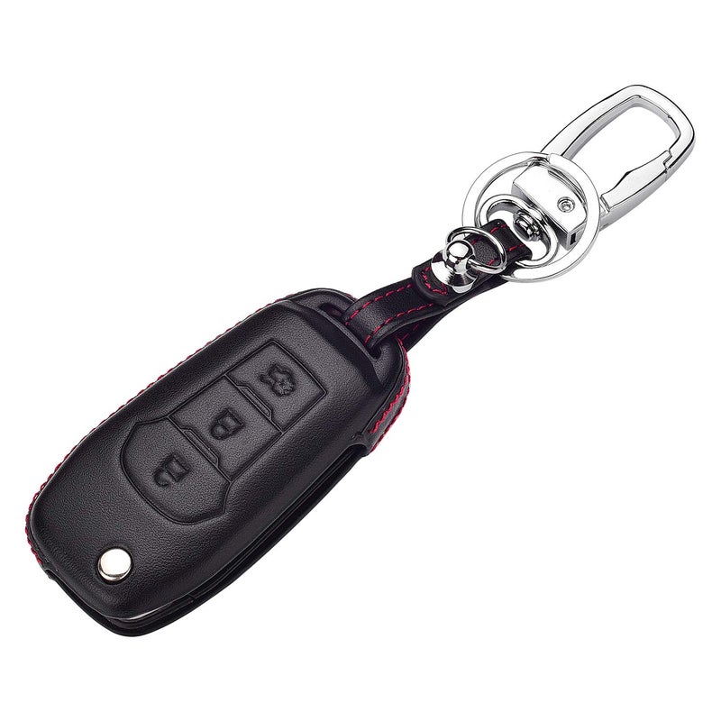 ROYALFOX(TM 2/3 Buttons Leather flip Remote Key Fob case Cover for 2015 2016 2017 2018 2019 Ford F150 F250,Focus 3 Escort Kuga Everest Fiesta Mustang Edge MKV S-MAX Fusion 2016 Ranger (Leather Black) - Image 5